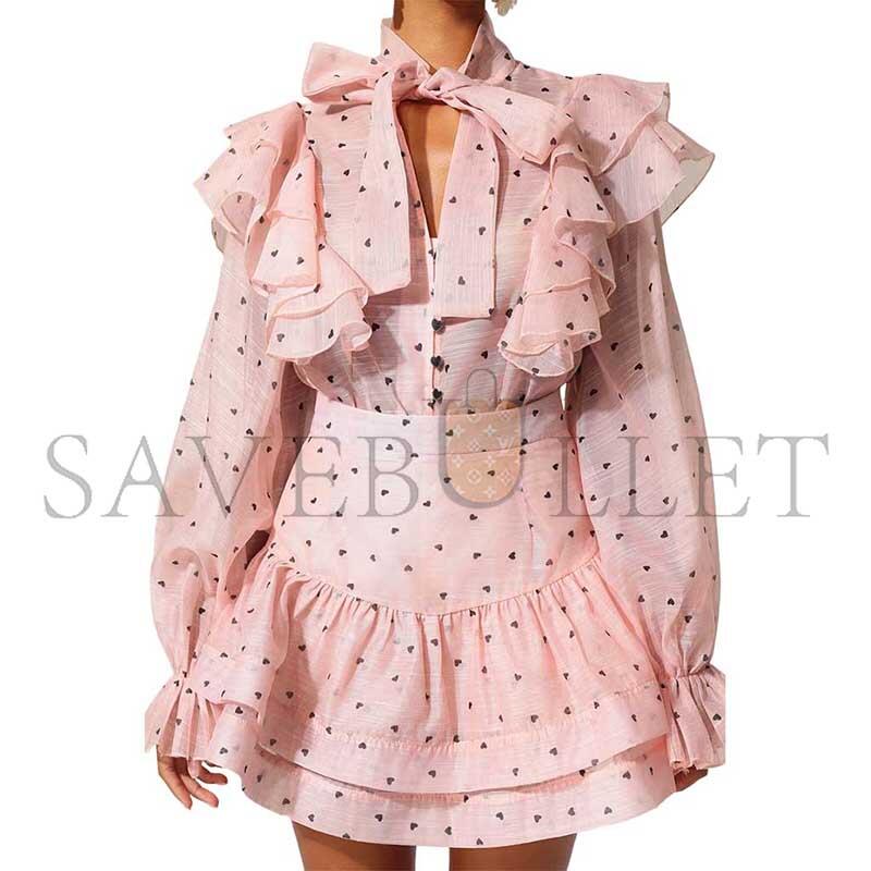 BELLA BARNETT SAHARA RUFFLEDE DOT PRINTED BOWKNOT TOP AND SKIRT TWO-PIECE SET 